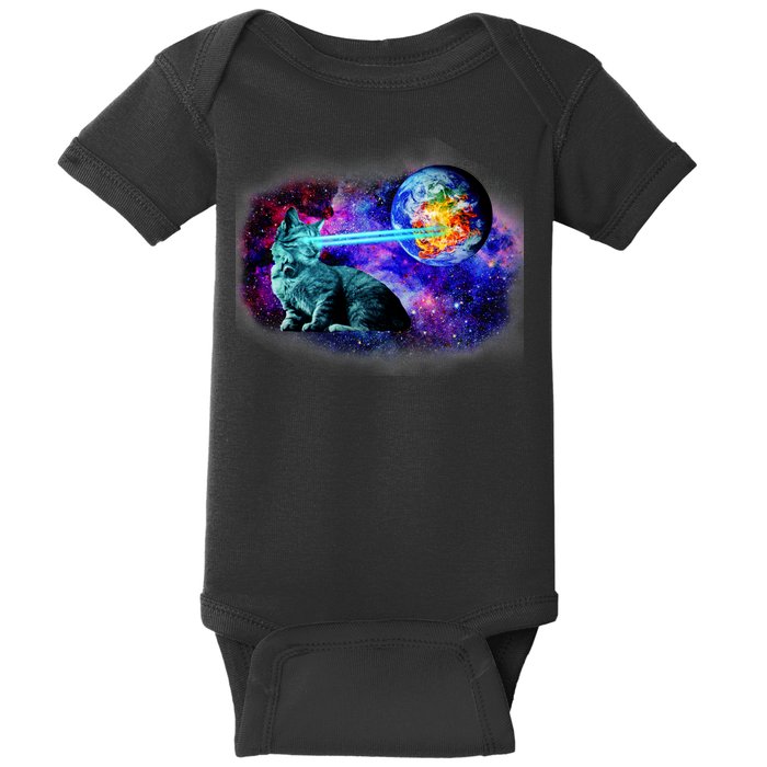 Lazer Cat Blasting In Space Baby Bodysuit