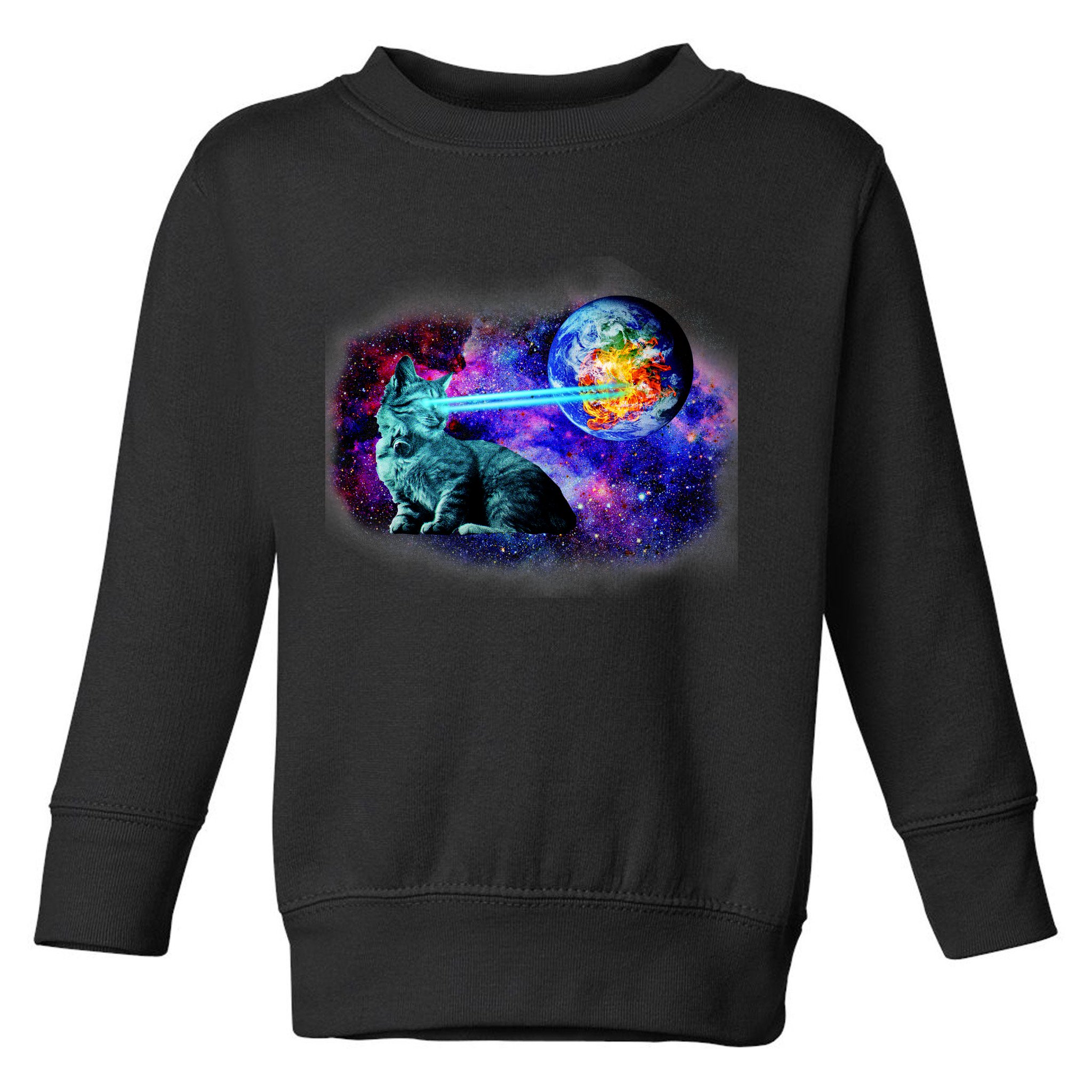 Lazer Cat Blasting In Space Toddler Sweatshirt