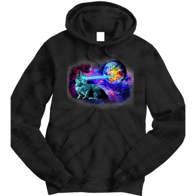 Lazer Cat Blasting In Space Tie Dye Hoodie