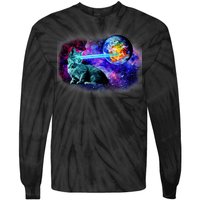 Lazer Cat Blasting In Space Tie-Dye Long Sleeve Shirt