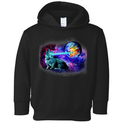 Lazer Cat Blasting In Space Toddler Hoodie