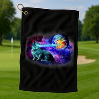 Lazer Cat Blasting In Space Golf Towel