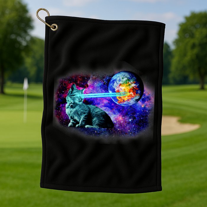 Lazer Cat Blasting In Space Golf Towel