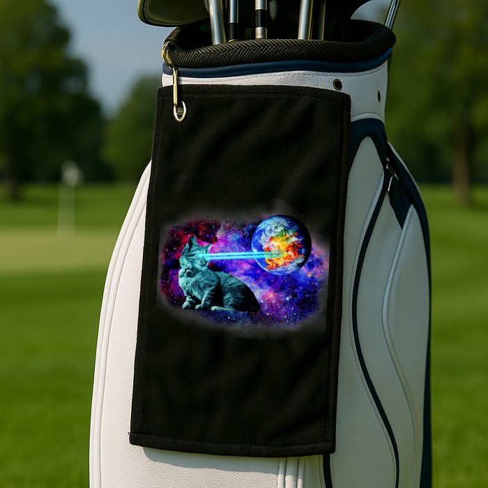 Lazer Cat Blasting In Space Golf Towel
