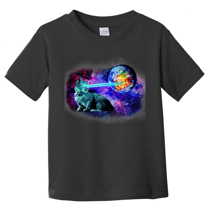 Lazer Cat Blasting In Space Toddler T-Shirt