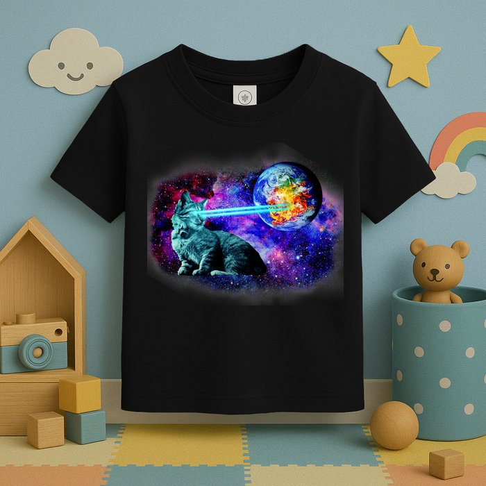 Lazer Cat Blasting In Space Toddler T-Shirt