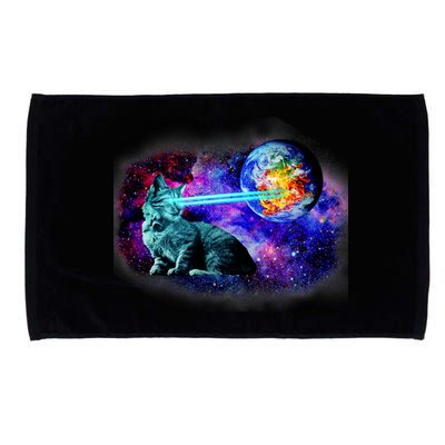 Lazer Cat Blasting In Space Microfiber Hand Towel