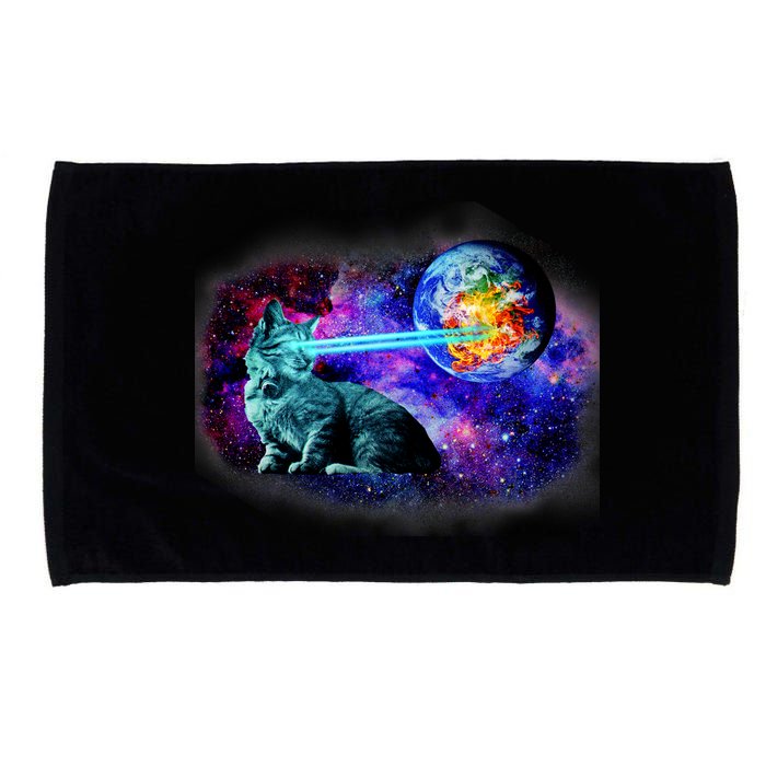 Lazer Cat Blasting In Space Microfiber Hand Towel