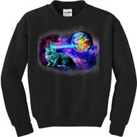 Lazer Cat Blasting In Space Kids Sweatshirt