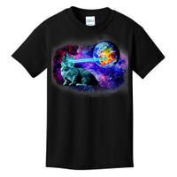 Lazer Cat Blasting In Space Kids T-Shirt