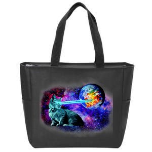 Lazer Cat Blasting In Space Zip Tote Bag