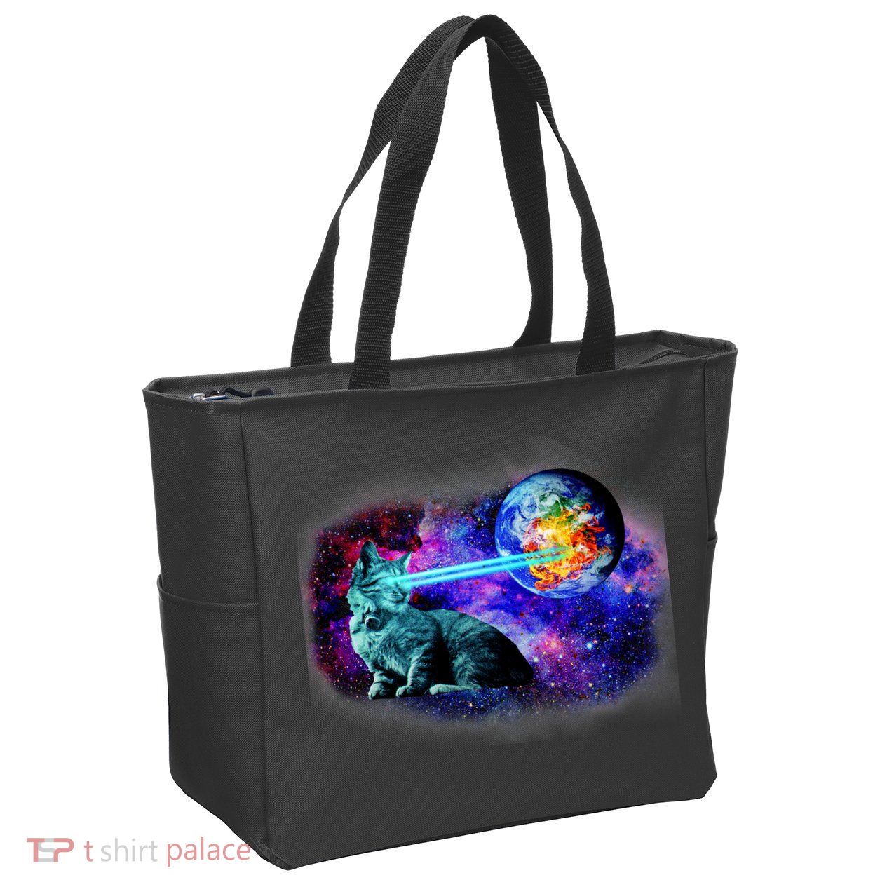 Lazer Cat Blasting In Space Zip Tote Bag