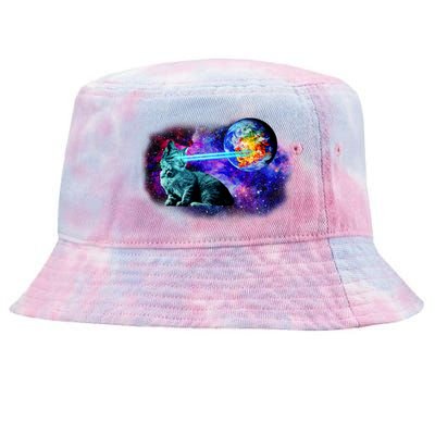 Lazer Cat Blasting In Space Tie-Dyed Bucket Hat