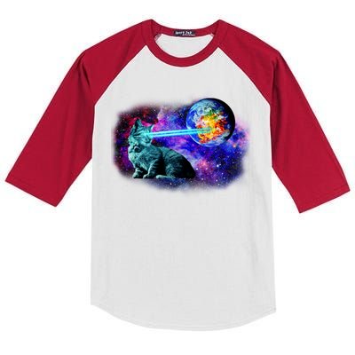 Lazer Cat Blasting In Space Kids Colorblock Raglan Jersey