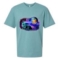 Lazer Cat Blasting In Space Sueded Cloud Jersey T-Shirt