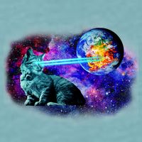 Lazer Cat Blasting In Space Sueded Cloud Jersey T-Shirt