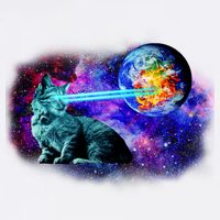 Lazer Cat Blasting In Space Garment-Dyed Sweatshirt