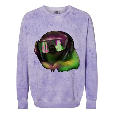 Lazy DJ Sloth Colorblast Crewneck Sweatshirt