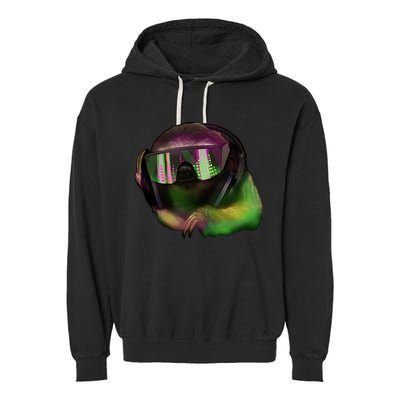 Lazy DJ Sloth Garment-Dyed Fleece Hoodie