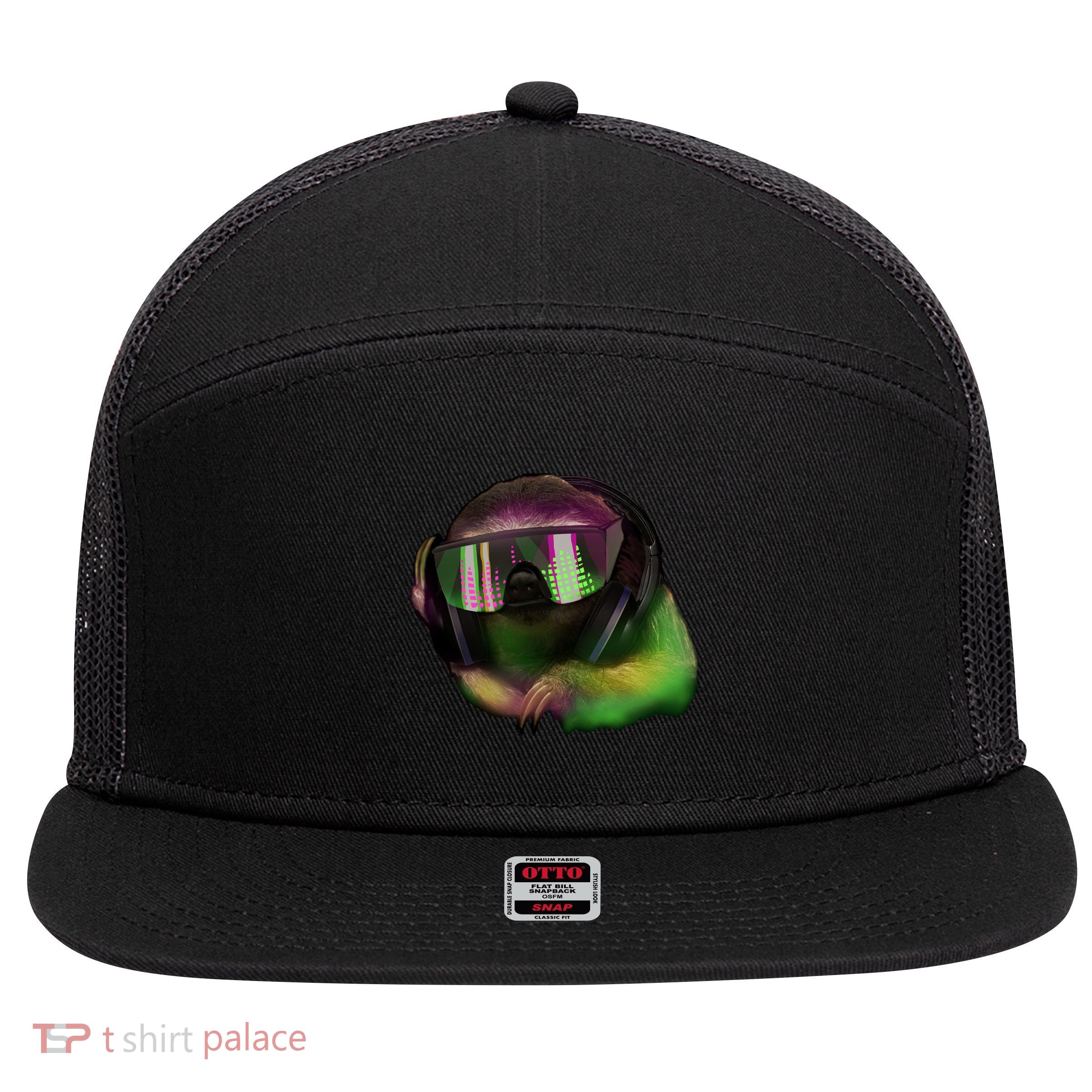 Lazy DJ Sloth 7 Panel Mesh Trucker Snapback Hat