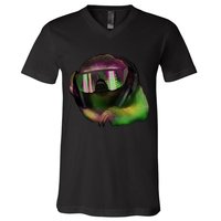 Lazy DJ Sloth V-Neck T-Shirt