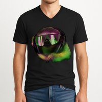 Lazy DJ Sloth V-Neck T-Shirt
