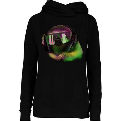Lazy DJ Sloth Womens Funnel Neck Pullover Hood