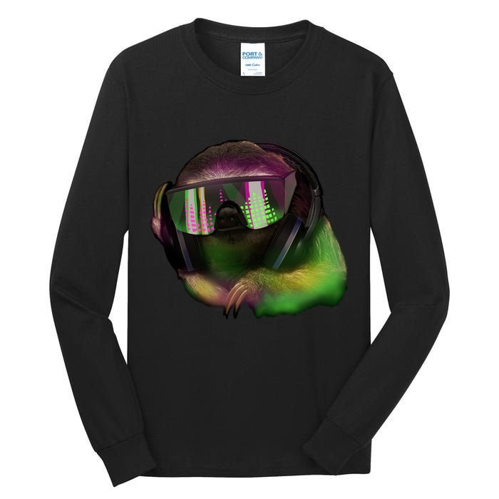 Lazy DJ Sloth Tall Long Sleeve T-Shirt