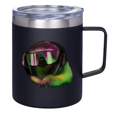 Lazy DJ Sloth 12oz Stainless Steel Coffee Mug