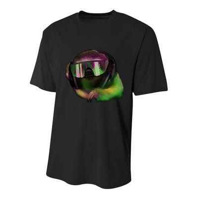 Lazy DJ Sloth Youth Performance Sprint T-Shirt