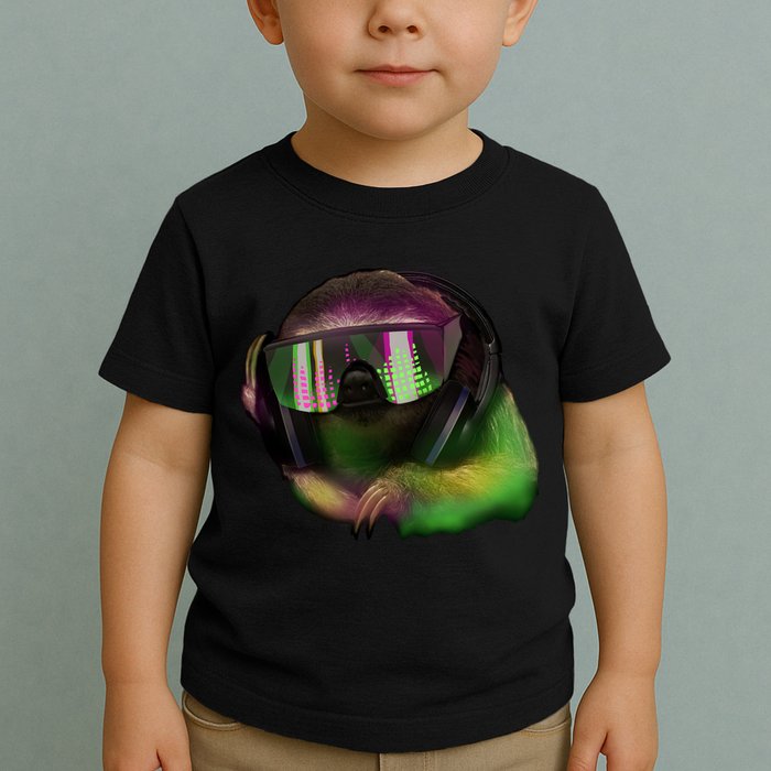 Lazy DJ Sloth Toddler T-Shirt