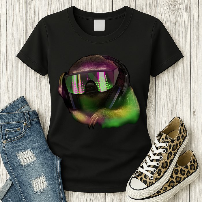 Lazy DJ Sloth Womens T-Shirt