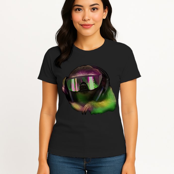 Lazy DJ Sloth Womens T-Shirt