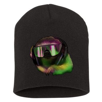 Lazy DJ Sloth Short Acrylic Beanie