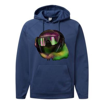 Lazy DJ Sloth Performance Fleece Hoodie