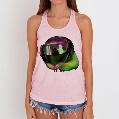 Lazy DJ Sloth Women's Knotted Racerback Tank