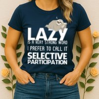 Lazy Is A Strong Word I Prefer Selective Participation Sloth Womens T-Shirt