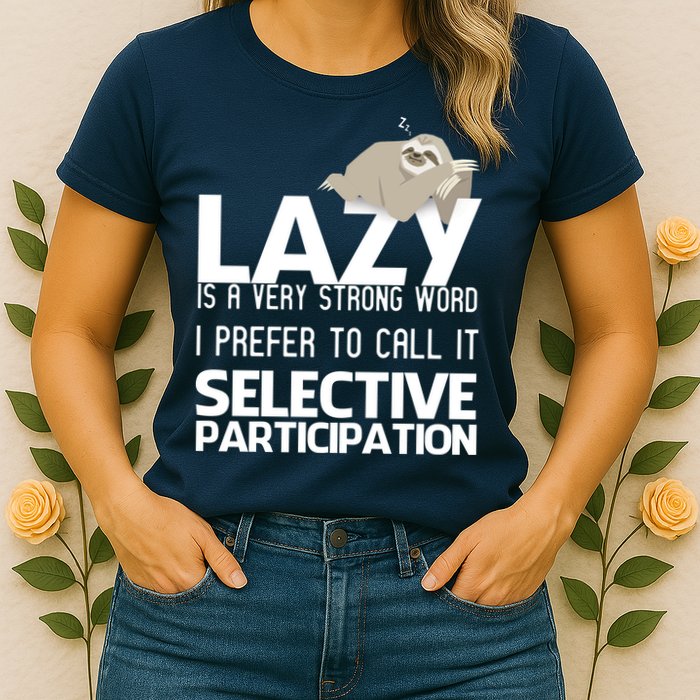 Lazy Is A Strong Word I Prefer Selective Participation Sloth Womens T-Shirt