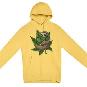 Lazy Sloth Cannabis Leaf Premium Pullover Hoodie