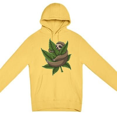 Lazy Sloth Cannabis Leaf Premium Pullover Hoodie