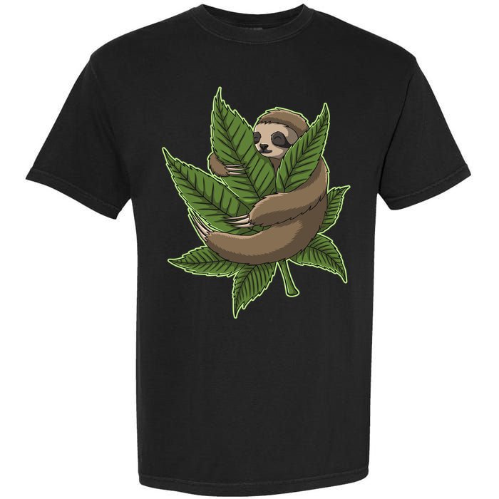 Lazy Sloth Cannabis Leaf Garment-Dyed Heavyweight T-Shirt