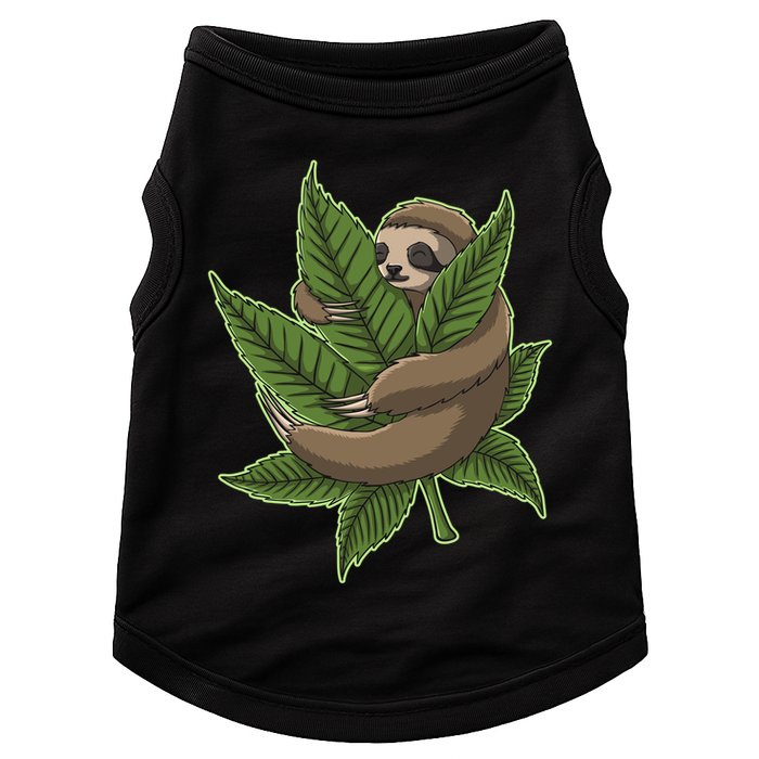 Lazy Sloth Cannabis Leaf Doggie Tank
