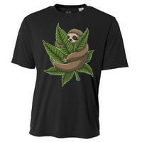 Lazy Sloth Cannabis Leaf Cooling Performance Crew T-Shirt