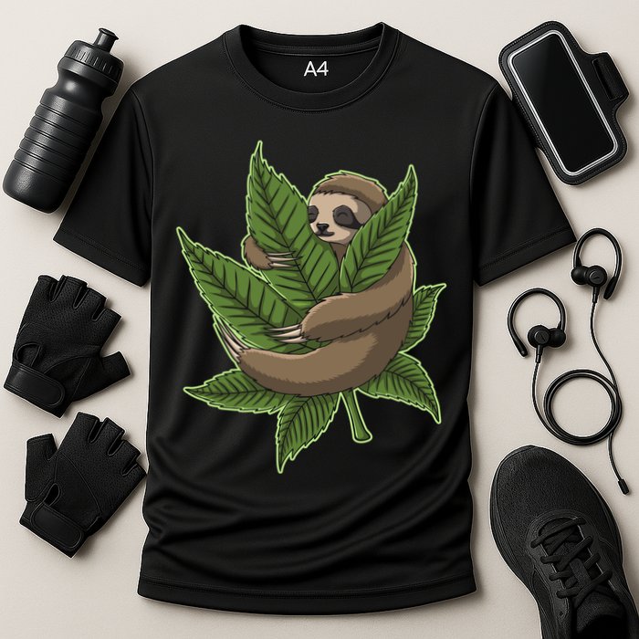 Lazy Sloth Cannabis Leaf Performance Shirt