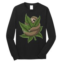 Lazy Sloth Cannabis Leaf Long Sleeve Shirt