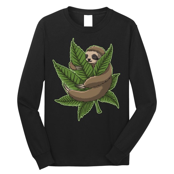 Lazy Sloth Cannabis Leaf Long Sleeve Shirt