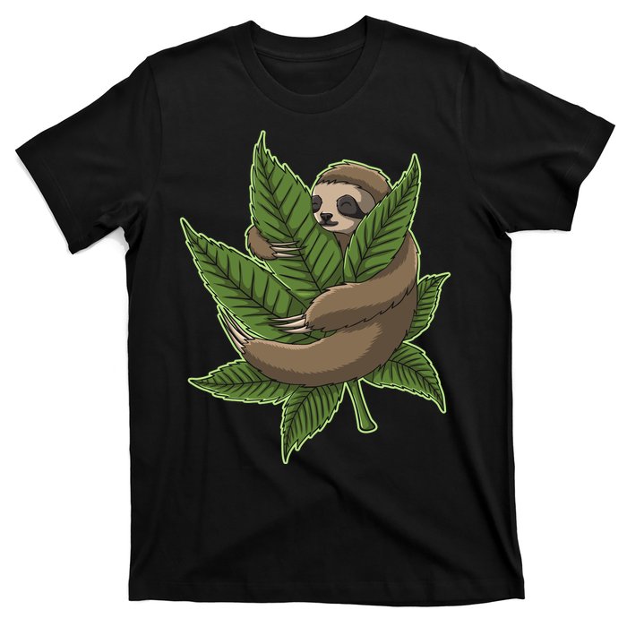 Lazy Sloth Cannabis Leaf T-Shirt