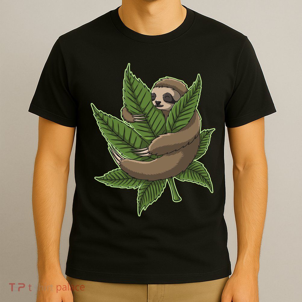 Lazy Sloth Cannabis Leaf T-Shirt