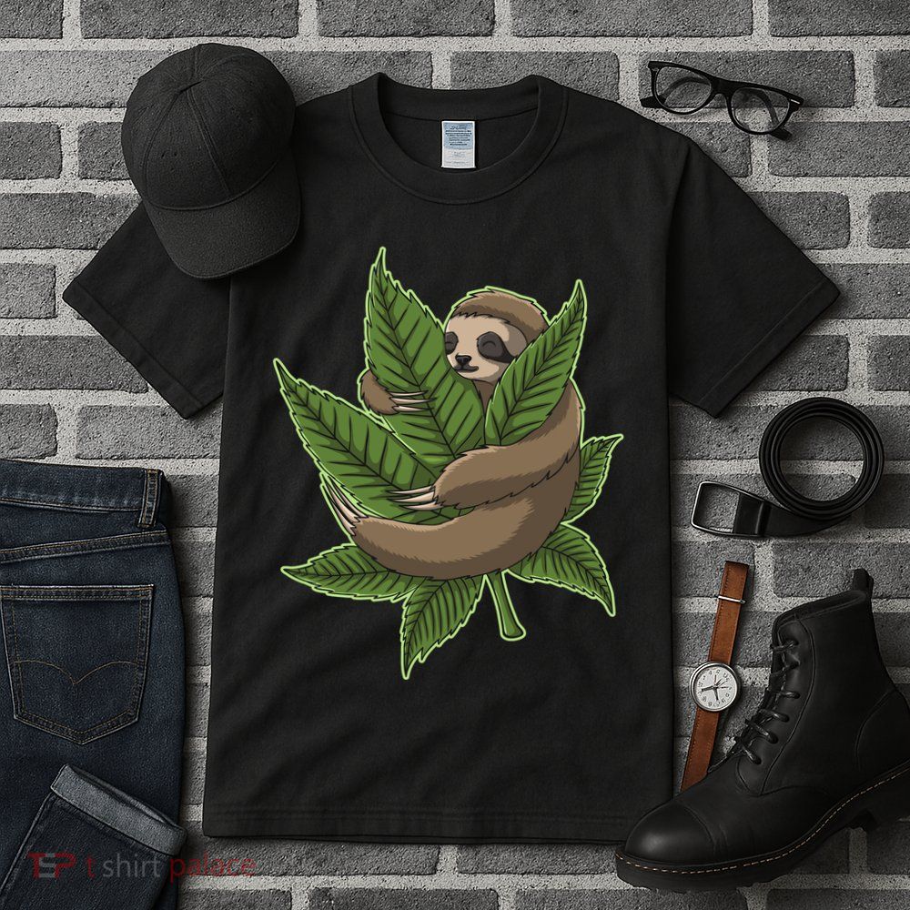 Lazy Sloth Cannabis Leaf Tall T-Shirt