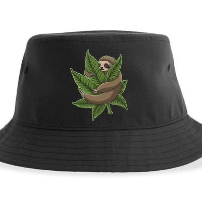 Lazy Sloth Cannabis Leaf Sustainable Bucket Hat